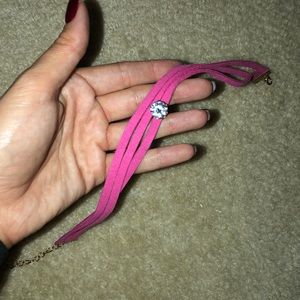 Suede hot pink choker - never been worn